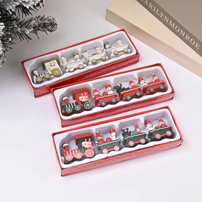 Decoration Small wooden Christmas train