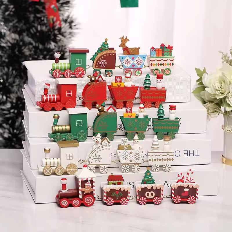 Decoration Small wooden Christmas train