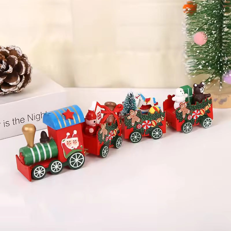 Decoration Small wooden Christmas train